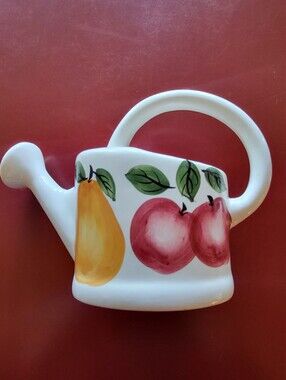 Vintage White CKRO International Trading Co Ceramic Watering Can Fruit Pattern